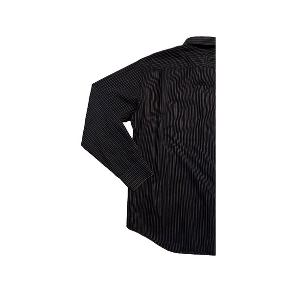 APT. 9 Shirt Men's Long Sleeve Striped Button Up Collared Black Gray Large - Picture 9 of 12
